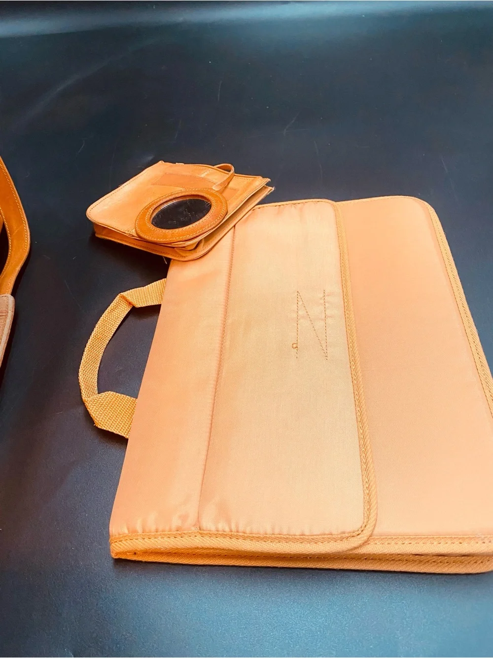 Structured Leather Shoulder Bag in Orange